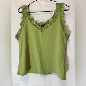 Green Lace y2k fairy core Trim Women's Top